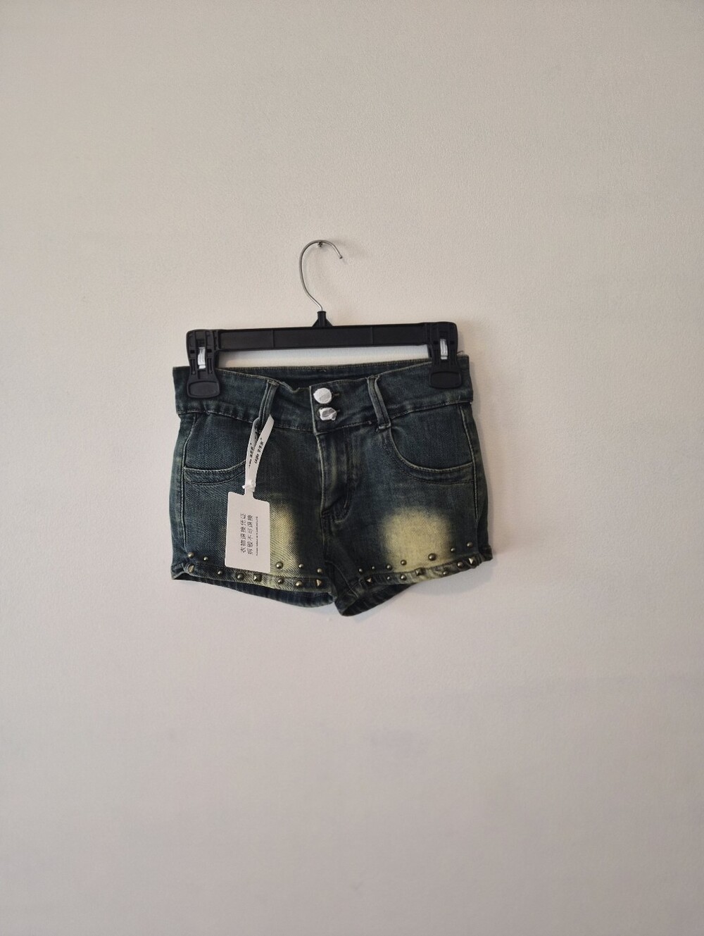 Denim Stud-Trim Women's Shorts - Green Fade